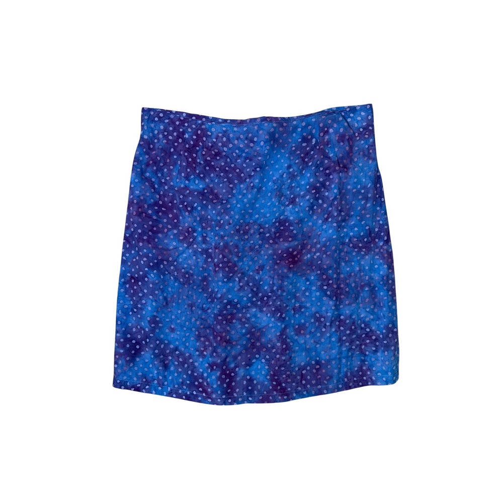 Go Fish Mini Skirt Women XL Blue Purple New Tie Dye Batik Polka Dot L-889NN